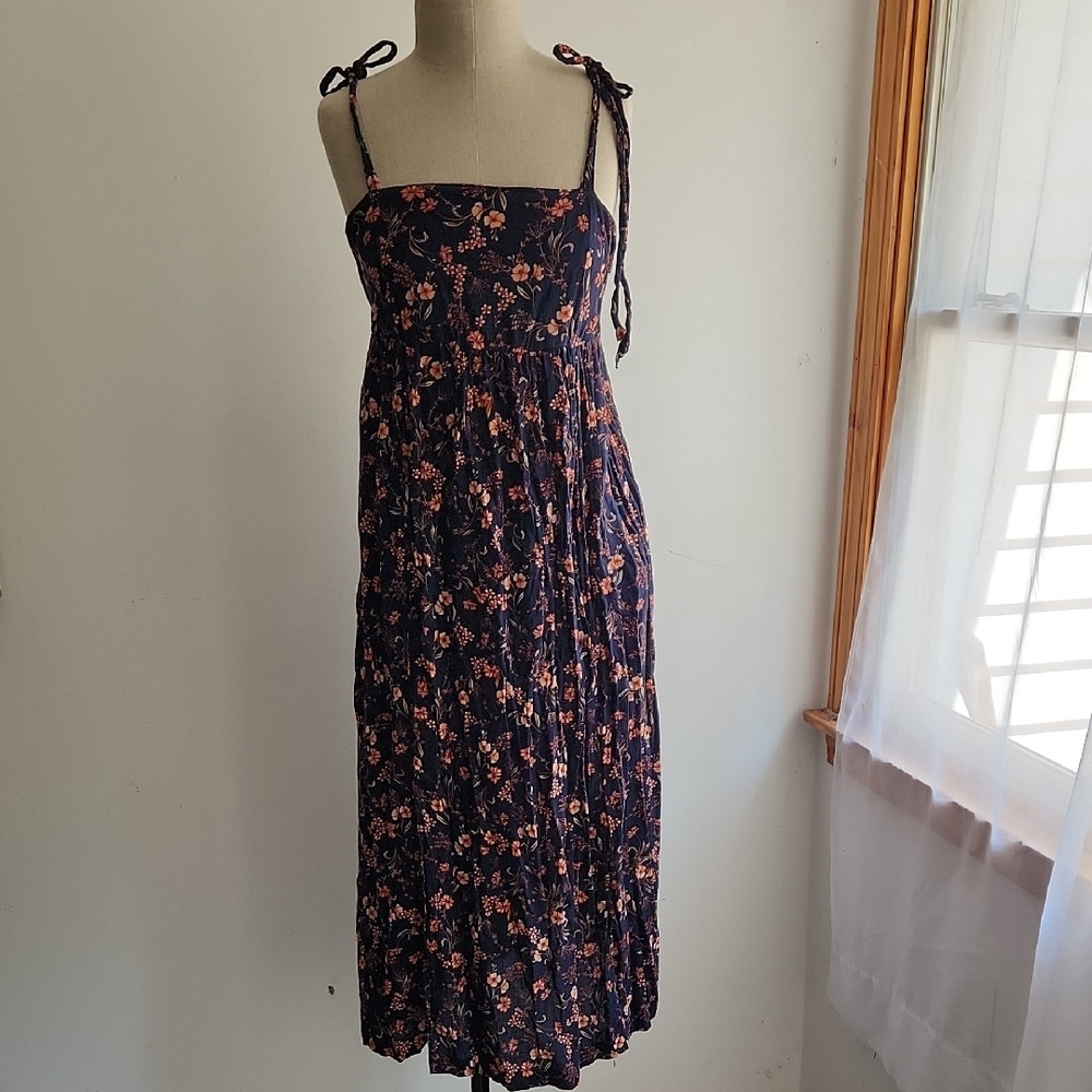 Old Navy Navy Blue Floral Midi Dress